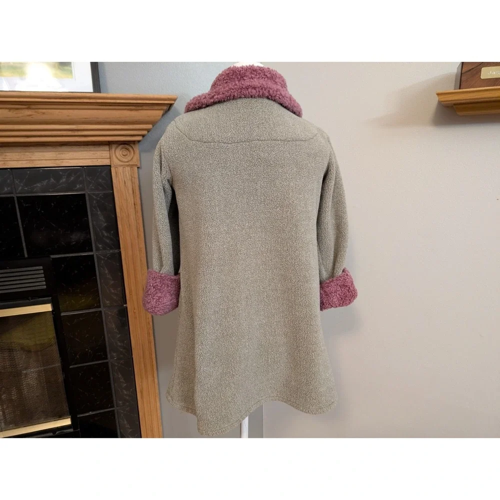 Bitty Buttons Girls Coat Handmade in‎ Minnesota Gray & Mauve Flower Size 8